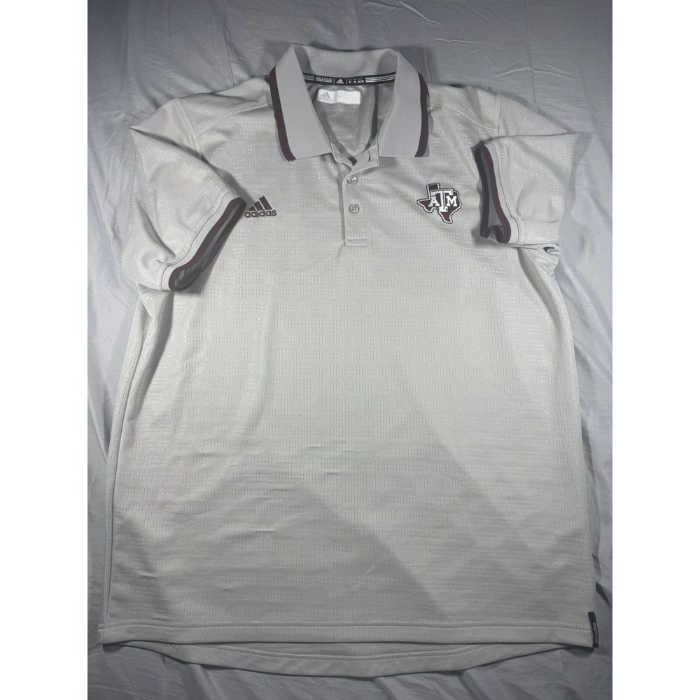 Adidas Climalite Men's Texas A&M Grey Short Sleeve Polo Size XL